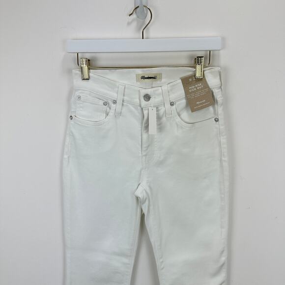 Madewell Kick Out Crop Jeans Pure White Stretch Mid Rise Flare NI961 US 25 NWT - Picture 8 of 16